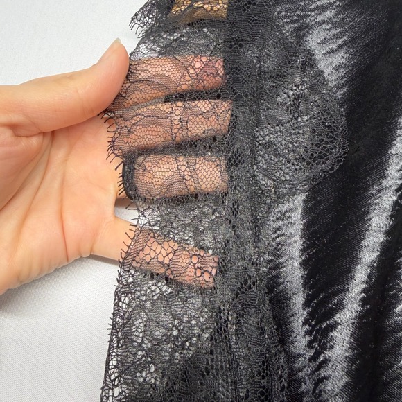 Victoria's Secret Black Lace Satin Teddy Bodysuit Boudoir Sheer Lingerie XS - Picture 3 of 8